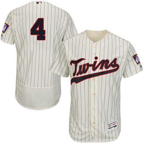 Twins #4 Paul Molitor Cream Strip Flexbase Authentic Collection Stitched MLB Jersey - Click Image to Close